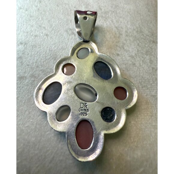 JAY KING 925 Sterling Silver Multistone Pendant 3x2 Inches Vintage - Picture 3 of 7